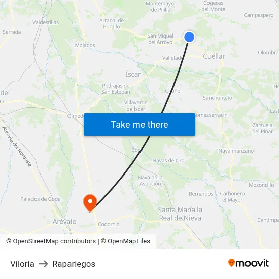 Viloria to Rapariegos map