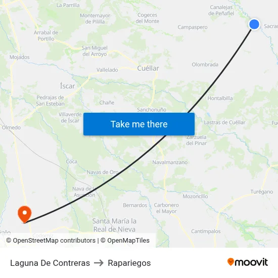 Laguna De Contreras to Rapariegos map