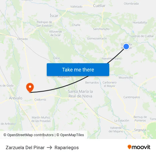 Zarzuela Del Pinar to Rapariegos map