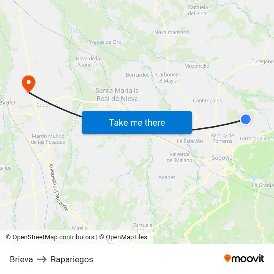 Brieva to Rapariegos map