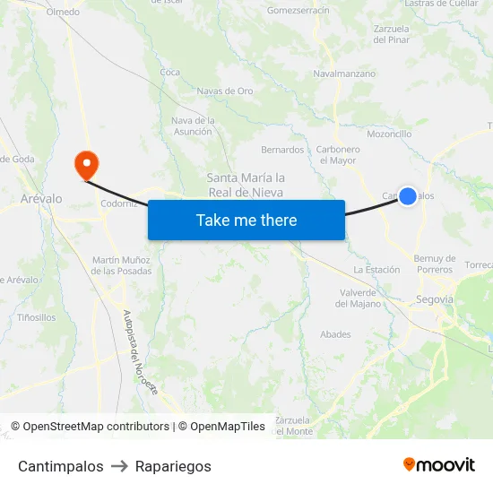 Cantimpalos to Rapariegos map