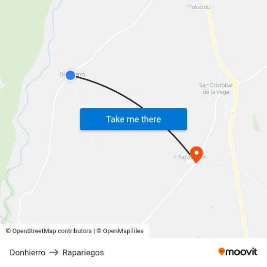Donhierro to Rapariegos map