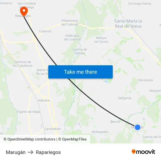Marugán to Rapariegos map