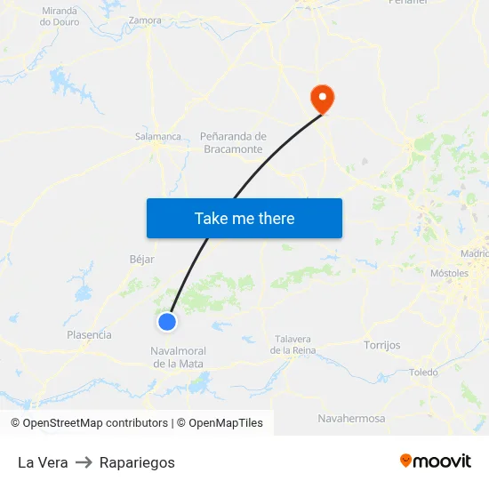 La Vera to Rapariegos map