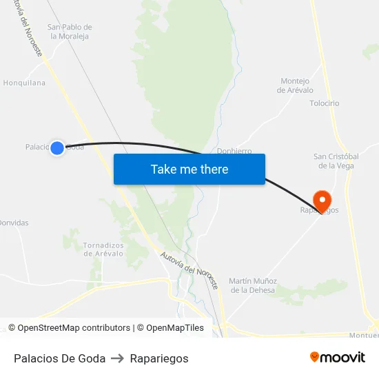 Palacios De Goda to Rapariegos map