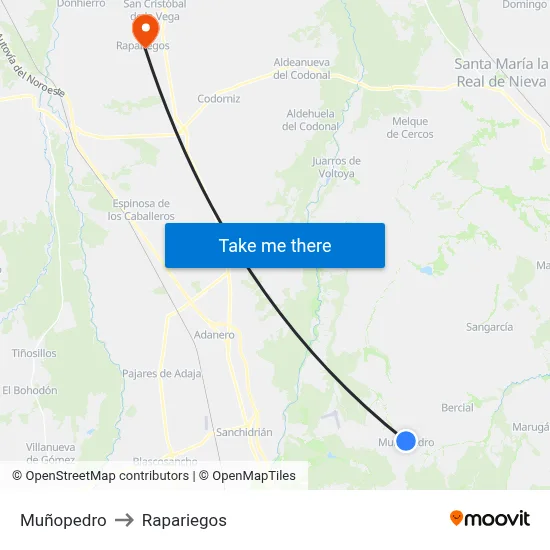 Muñopedro to Rapariegos map