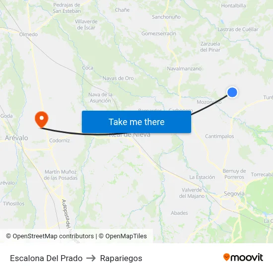 Escalona Del Prado to Rapariegos map