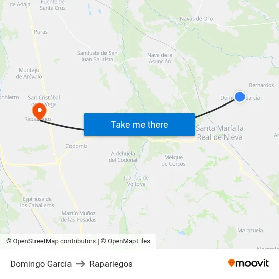 Domingo García to Rapariegos map