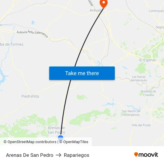 Arenas De San Pedro to Rapariegos map