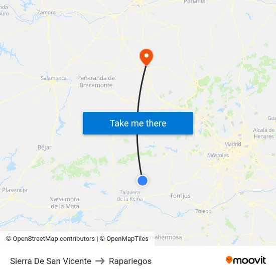 Sierra De San Vicente to Rapariegos map