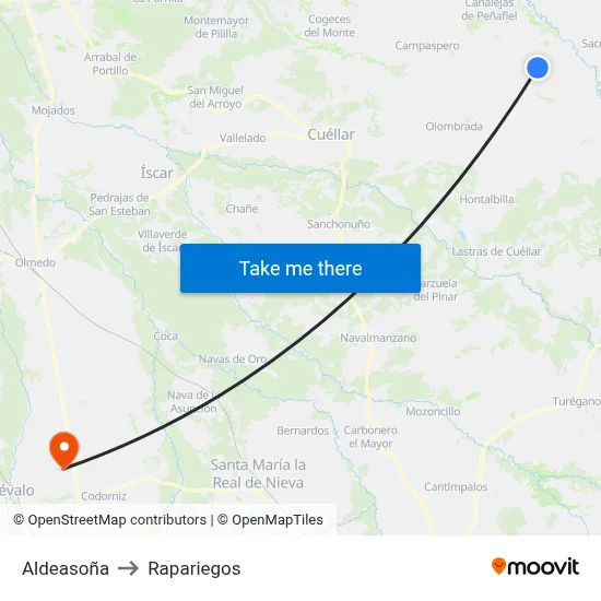 Aldeasoña to Rapariegos map