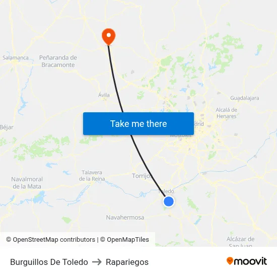 Burguillos De Toledo to Rapariegos map