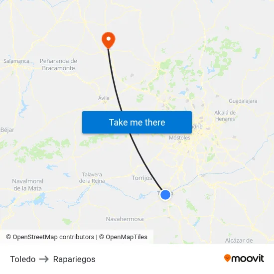 Toledo to Rapariegos map