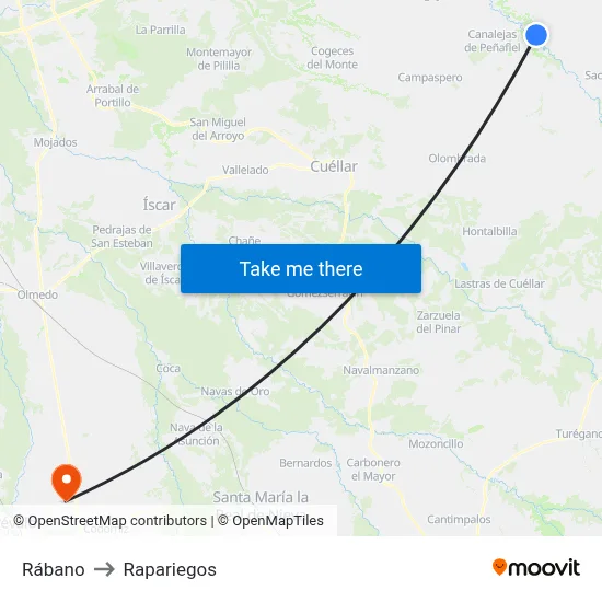 Rábano to Rapariegos map