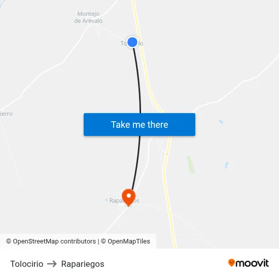 Tolocirio to Rapariegos map