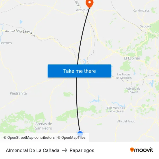 Almendral De La Cañada to Rapariegos map