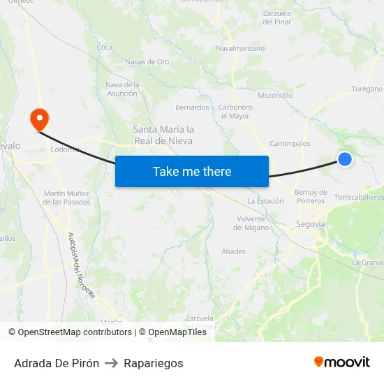 Adrada De Pirón to Rapariegos map
