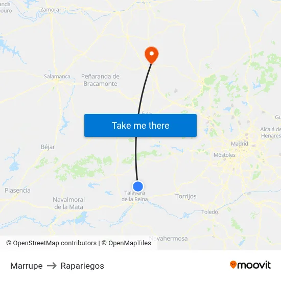 Marrupe to Rapariegos map