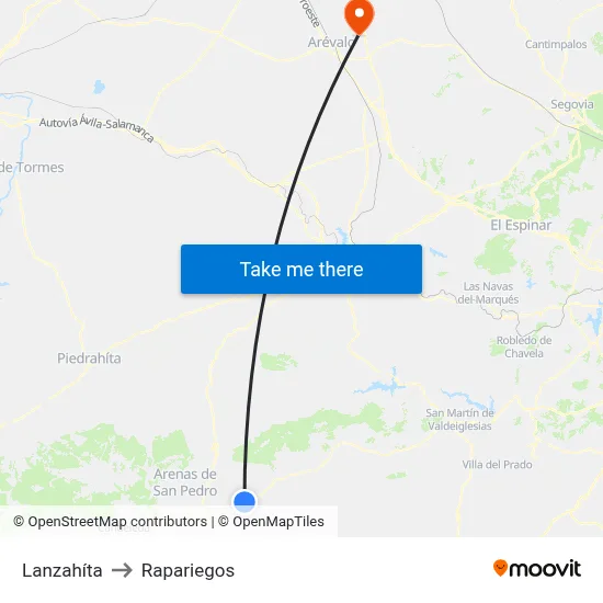 Lanzahíta to Rapariegos map