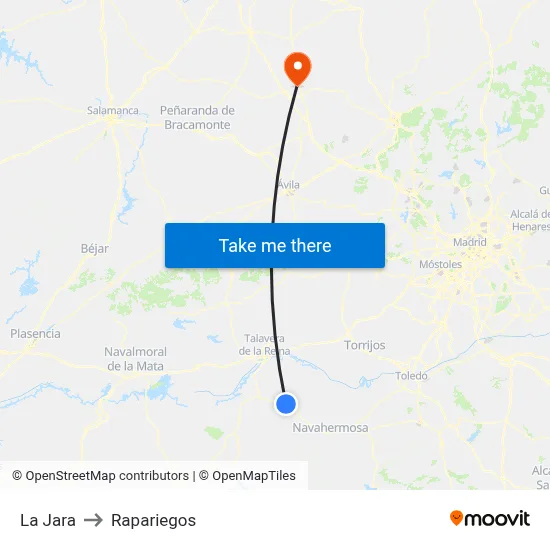 La Jara to Rapariegos map