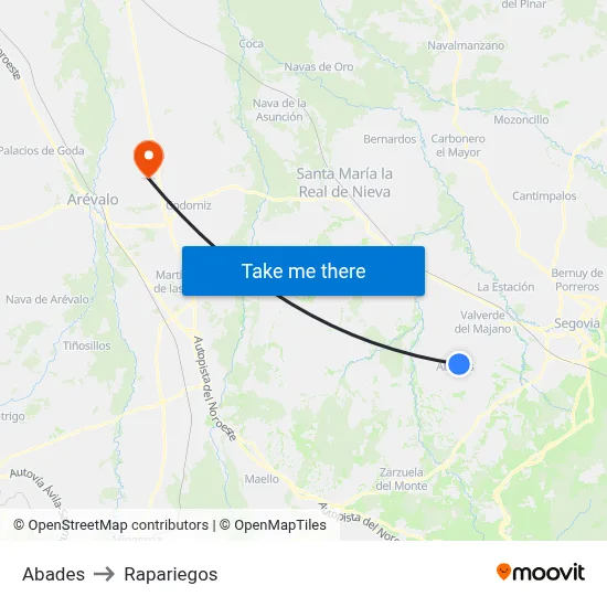 Abades to Rapariegos map