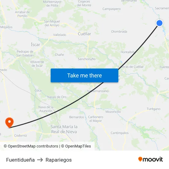 Fuentidueña to Rapariegos map