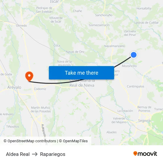 Aldea Real to Rapariegos map