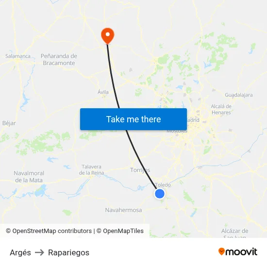 Argés to Rapariegos map