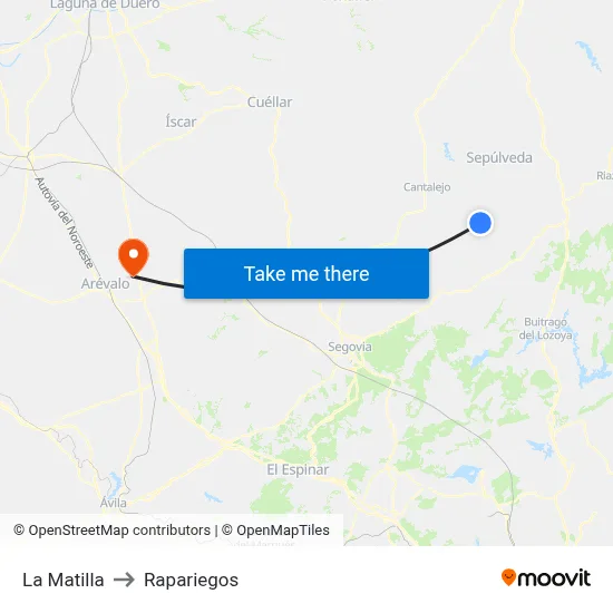 La Matilla to Rapariegos map