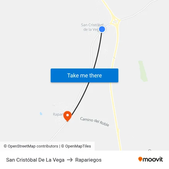 San Cristóbal De La Vega to Rapariegos map