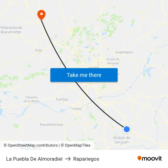 La Puebla De Almoradiel to Rapariegos map