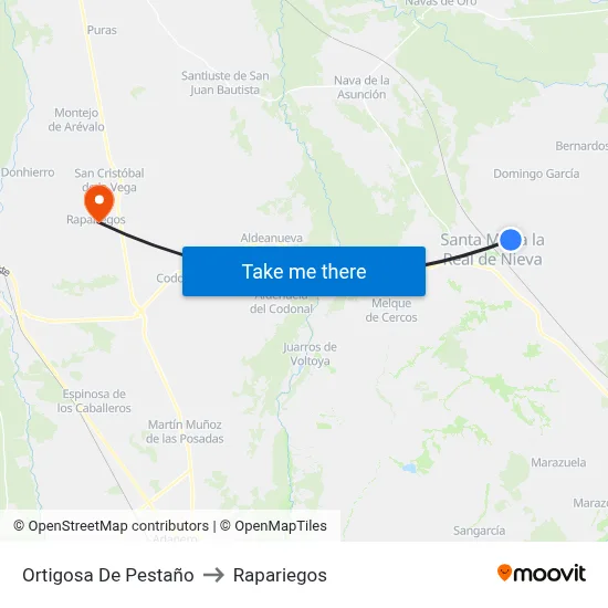 Ortigosa De Pestaño to Rapariegos map