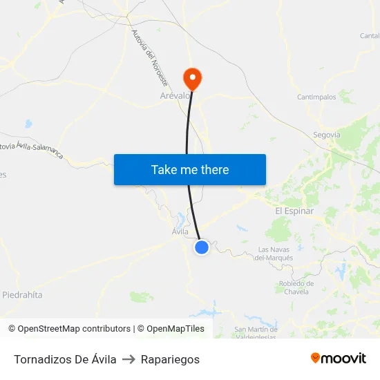 Tornadizos De Ávila to Rapariegos map