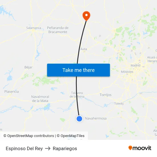 Espinoso Del Rey to Rapariegos map