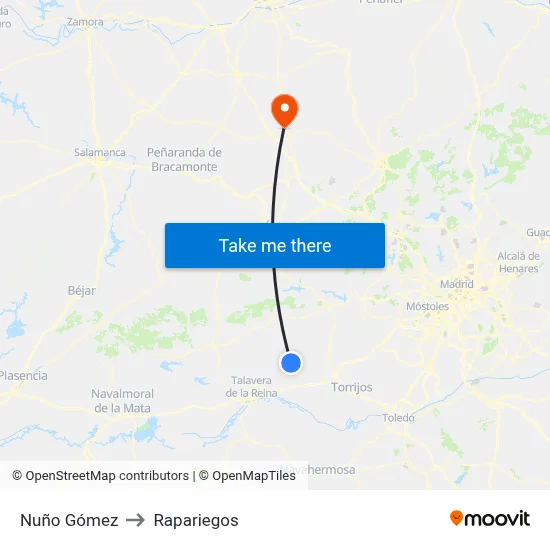 Nuño Gómez to Rapariegos map