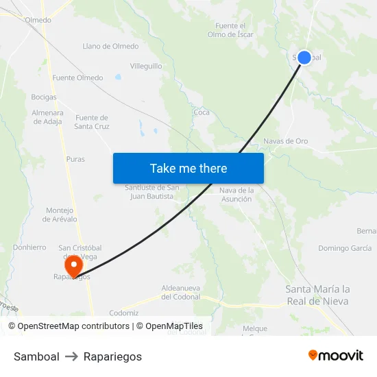 Samboal to Rapariegos map