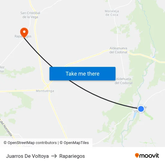 Juarros De Voltoya to Rapariegos map
