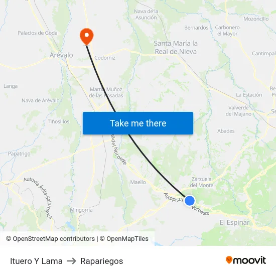 Ituero Y Lama to Rapariegos map