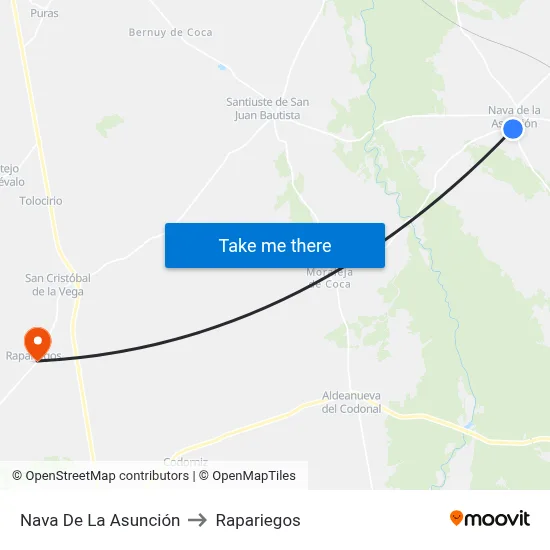 Nava De La Asunción to Rapariegos map