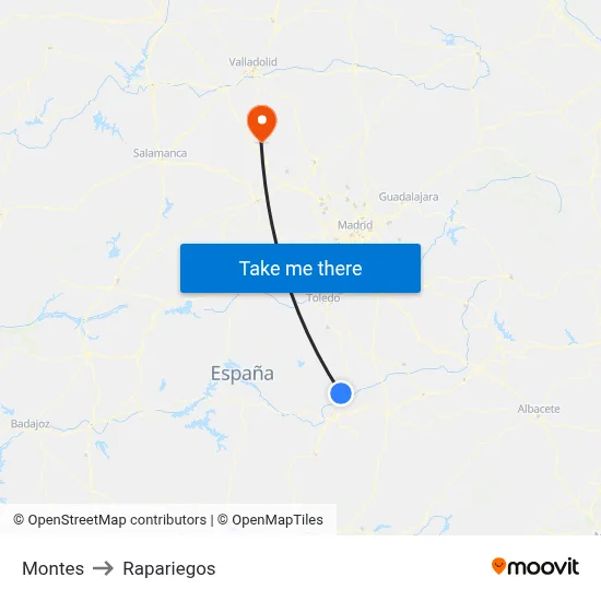 Montes to Rapariegos map
