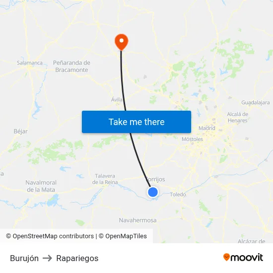 Burujón to Rapariegos map
