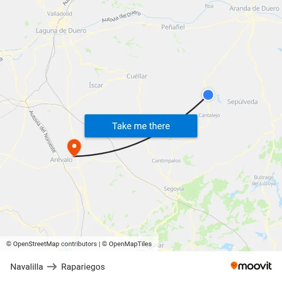 Navalilla to Rapariegos map