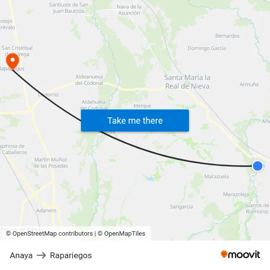 Anaya to Rapariegos map