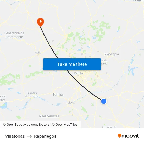Villatobas to Rapariegos map