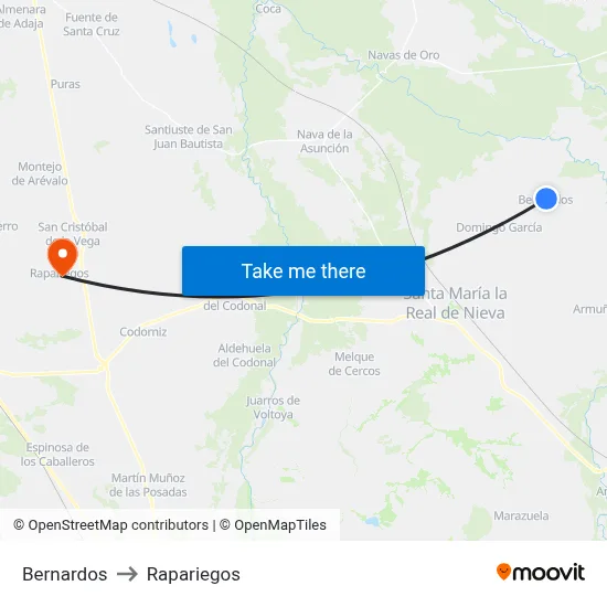 Bernardos to Rapariegos map
