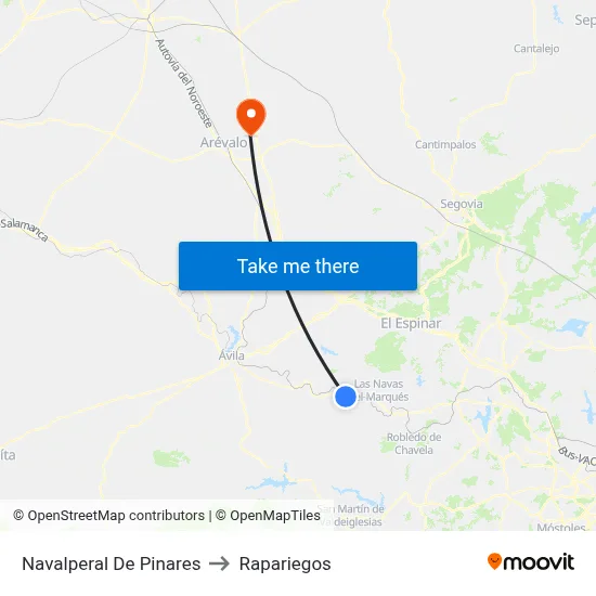 Navalperal De Pinares to Rapariegos map