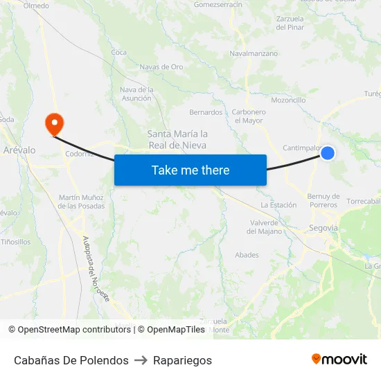 Cabañas De Polendos to Rapariegos map