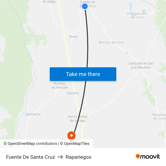 Fuente De Santa Cruz to Rapariegos map