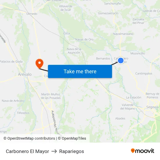 Carbonero El Mayor to Rapariegos map