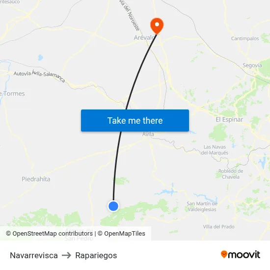 Navarrevisca to Rapariegos map